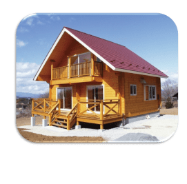 一階と二階のログ壁組み